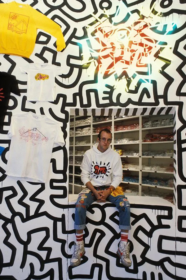 Keith Haring pictured at his Pop Shop in 1886