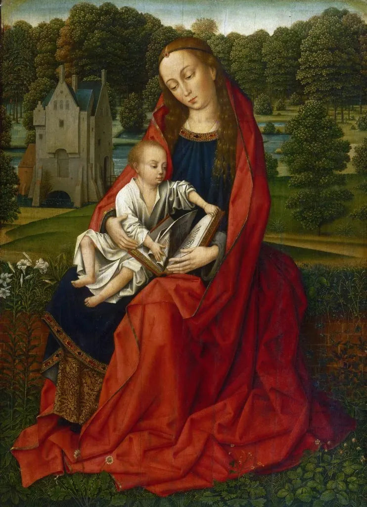 Master of the Embroidered Foliage Virgin and Child in a Landscape