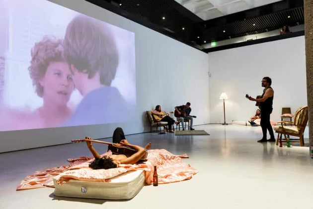 Installation view of Kjartansson’s Take Me Here by the Dishwasher: Memorial for a Marriage. Photograph: Tristan Fewings/ Getty Images, courtesy of the artist, Luhring Augustine New York and i8 gallery Reykjavik