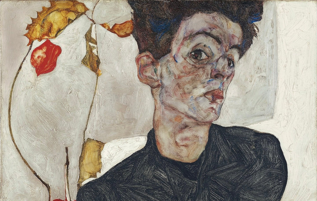 Egon Schiele, Self-Portrait with Physalis, 1912 via Wikipedia/Public Domain