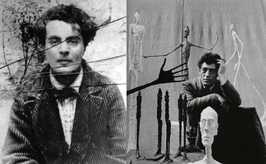 Left to right: Amadeo Modigliani, photographer and year unknown. Sourced from Pinterest, Alberto Giacometti photographed by Gordon Parks, 1951