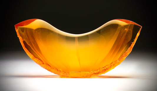 Alex Gabriel Bernstein (b. 1972)Amber Daybreak Offering, 2023; Cast and cut glass, 11.25 x 25 x 4.25 in