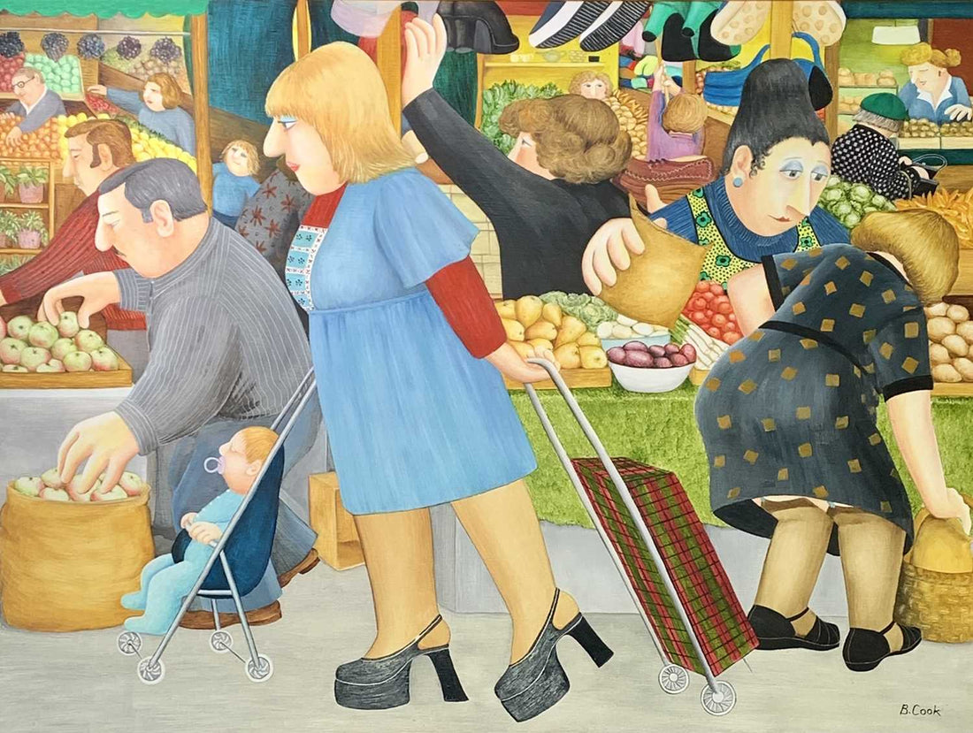 Beryl Cook, Plymouth Market, 1978 via Lay’s Auctioneers