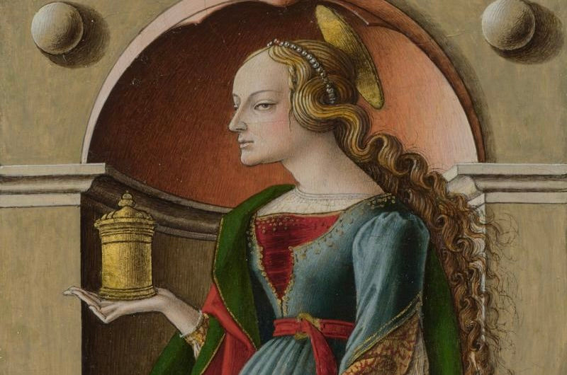 Carlo Crivelli, Saint Mary Magdalene (detail), c. 1480, via The National Gallery