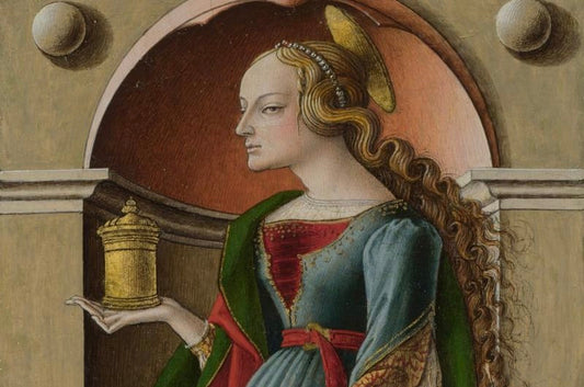 Carlo Crivelli, Saint Mary Magdalene (detail), c. 1480, via The National Gallery
