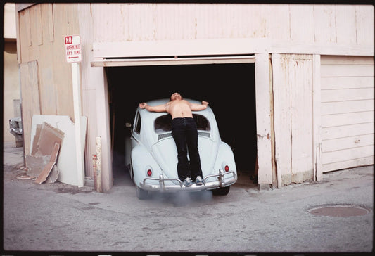 Chris Burden, Trans-Fixed, 1972. Film still from Burden (2016). Courtesy Magnolia Pictures. © 2019 Chris Burden / licensed by The Chris Burden Estate and Artists Rights Society (ARS), New York via Artnet