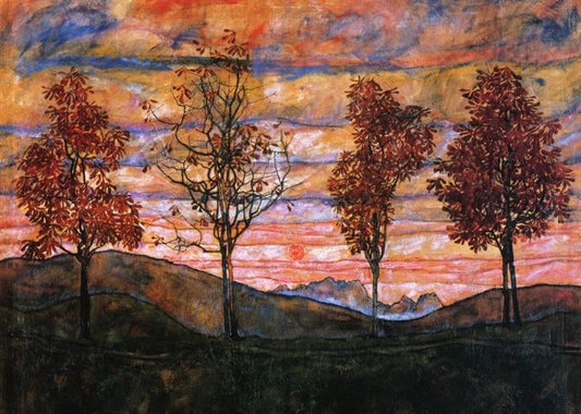 Egon Schiele, Four Trees, 1917 via Wikipedia/Public Domain
