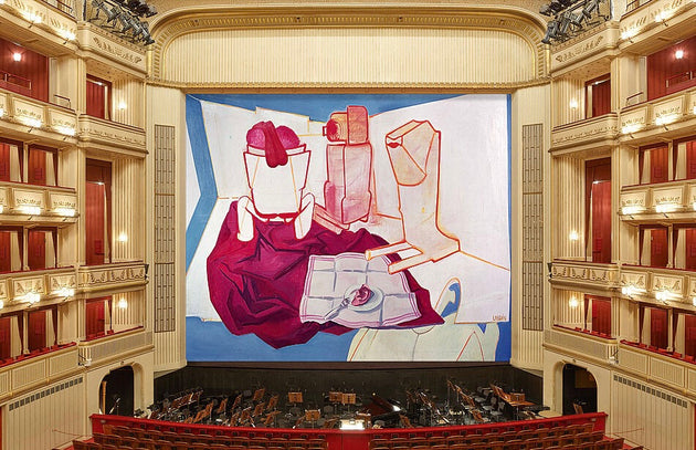 Maria Lassnig, Breakfast with Ear, 2005, Safety Curtain, museum in progress, Vienna State Opera, 2005/2006, large-scale picture via museum in progress