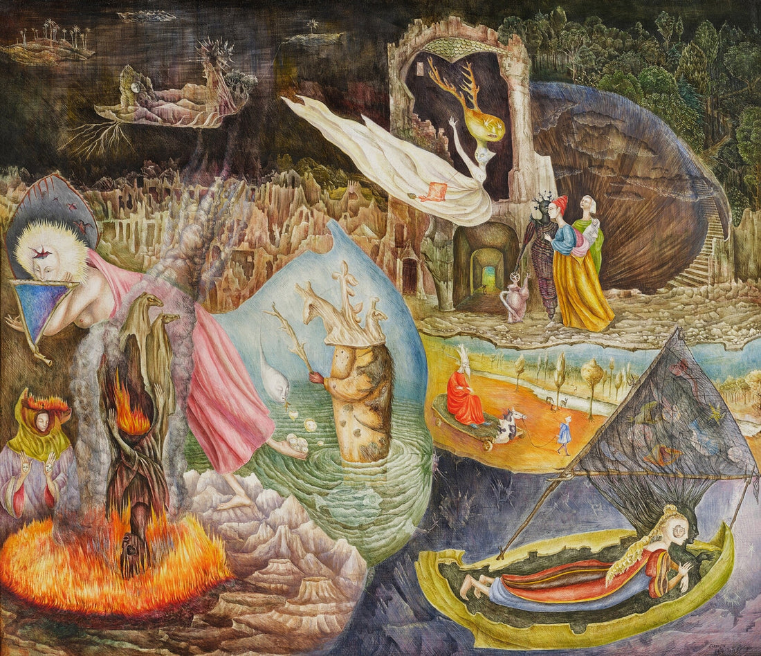 Leonora Carrington, Les Distractions de Dagobert, 1945, © 2026 Estate of Leonora Carrington / Artists Rights Society (ARS), New York, via Sotheby’s