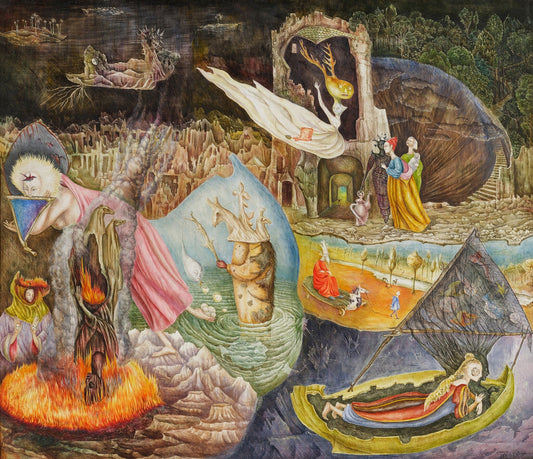 Leonora Carrington, Les Distractions de Dagobert, 1945, © 2026 Estate of Leonora Carrington / Artists Rights Society (ARS), New York, via Sotheby’s