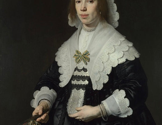 Bartholomeus van der Helst, Portrait of a Lady in Black Satin with a Fan (detail), 1644, © The National Gallery, London via The National Gallery