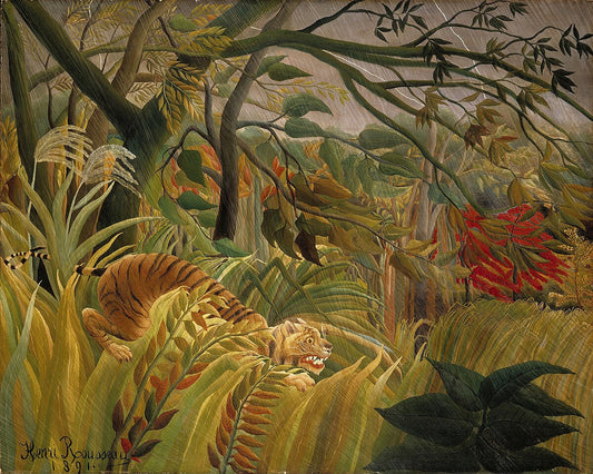 Henri Rousseau, Tiger in a Tropical Storm (Surprised!), 1891 via Wikipedia/Public Domain