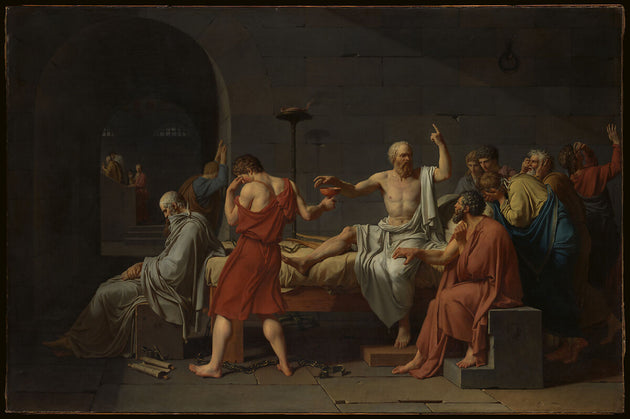 Jacques-Louis David, The Death of Socrates, 1787 via The Met/Public Domain.