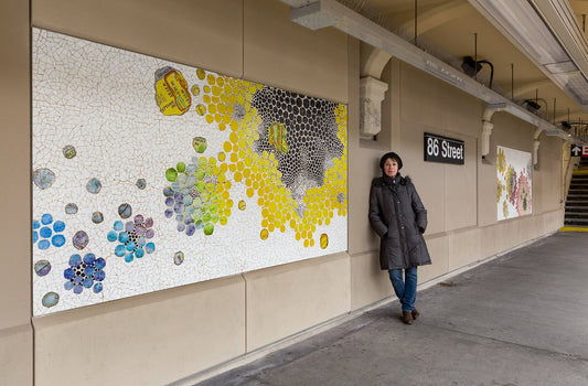 Karen Margolis pictured with one of her works