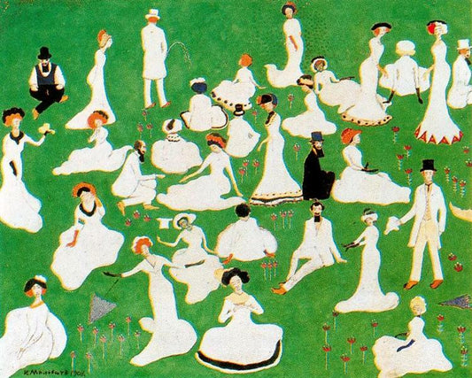 Kazimir Malevich, Rest. Society in Top Hats, 1908 via WikiArt/Public Domain
