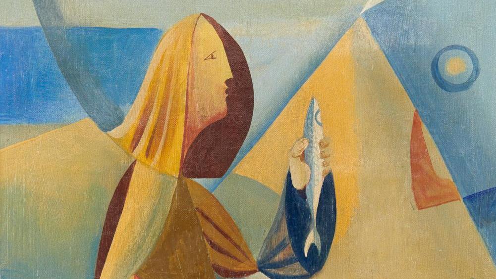 Léopold Survage, La Marchande de poisons (The Fishmonger), 1933, © ADAGP, Paris, 2024 via La Gazette Drouot 