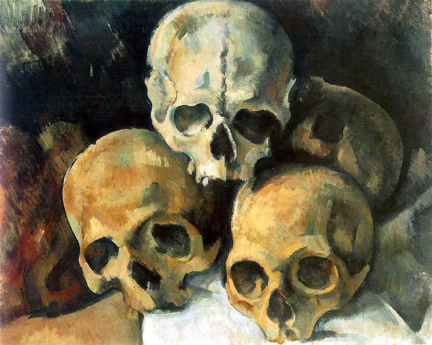 Paul Cézanne, Pyramid of Skulls, c. 1901, private collection, public domain via Wikipedia/Public Domain