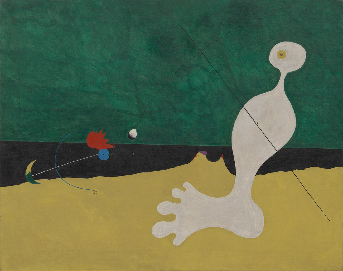 Joan Miró, Person Throwing a Stone at a Bird, 1926. © 2026 Successió Miró / Artists Rights Society (ARS), New York / ADAGP, Paris via Museum of Modern Art.