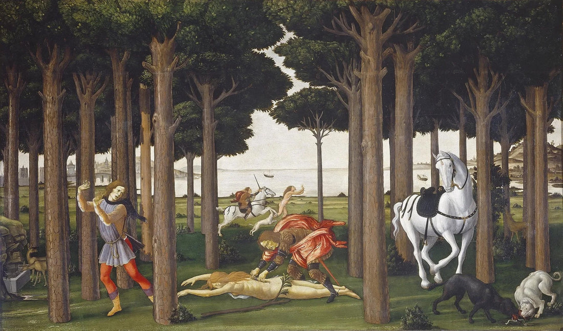 Sandro Botticelli, The Story of Nastagio degli Onesti II, ca. 1483. Image via Wikimedia Commons/Artsy