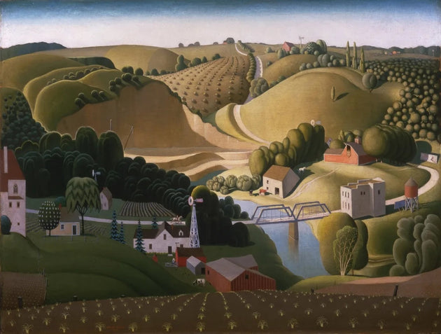 Grant Wood, Stone City, 1930 © Figge Art Museum, successors to the Estate of Nan Wood Graham/Licensed by VAGA, New York, NY via artnet