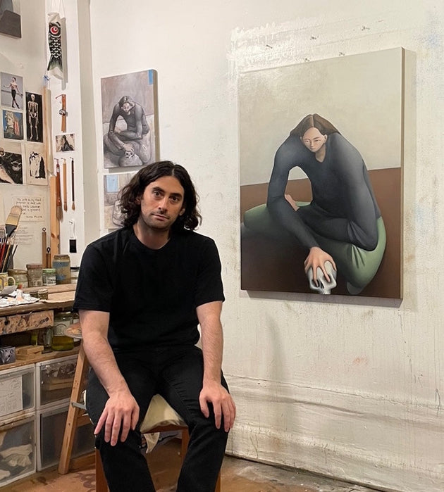 Tony Toscani pictured with his work