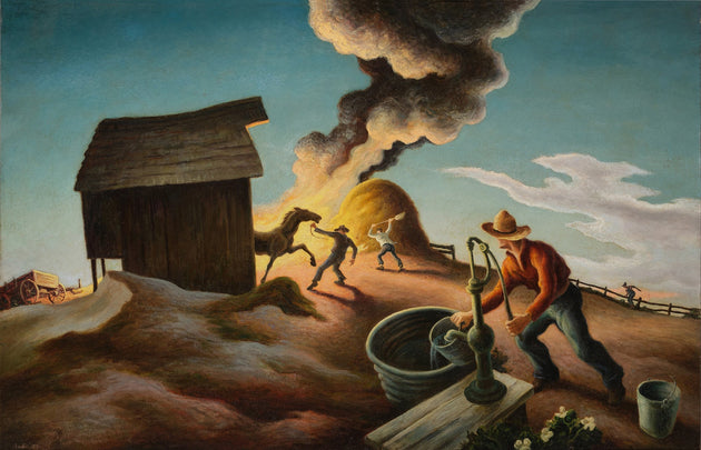 Thomas Hart Benton, Fire in the Barnyard, 1944 via Sotheby’s